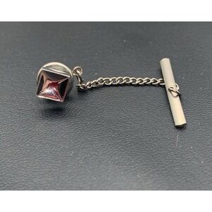 Vintage Swank Shiny Silver Tone Simple Square Tie Tack Classic Signed